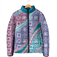Hawaiian Quilt Pattern Padded Jacket Purple Blue Color Mixed - Polynesian Pride