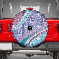 Hawaiian Quilt Pattern Spare Tire Cover Purple Blue Color Mixed - Polynesian Pride