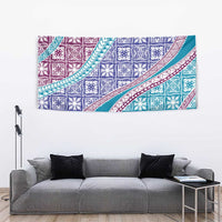 Hawaiian Quilt Pattern Tapestry Purple Blue Color Mixed - Polynesian Pride