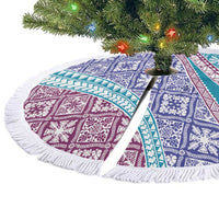 Hawaiian Quilt Pattern Tree Skirt Purple Blue Color Mixed - Polynesian Pride