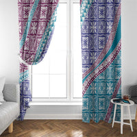 Hawaiian Quilt Pattern Window Curtain Purple Blue Color Mixed - Polynesian Pride