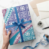 Hawaiian Quilt Pattern Wrapping Paper Purple Blue Color Mixed - Polynesian Pride