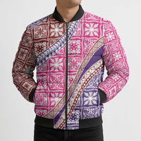 Hawaiian Quilt Pattern Bomber Puffer Jacket Sweet Color Mixed - Polynesian Pride