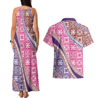 Hawaiian Quilt Pattern Couples Matching Tank Maxi Dress and Hawaiian Shirt Sweet Color Mixed - Polynesian Pride
