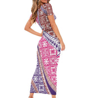 Hawaiian Quilt Pattern Family Matching Short Sleeve Bodycon Dress and Hawaiian Shirt Sweet Color Mixed - Polynesian Pride