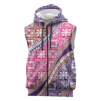Hawaiian Quilt Pattern Sleeveless Zip Hoodie Sweet Color Mixed - Polynesian Pride
