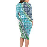 Hawaiian Quilt Pattern Family Matching Long Sleeve Bodycon Dress and Hawaiian Shirt Fresh Color Mixed - Polynesian Pride