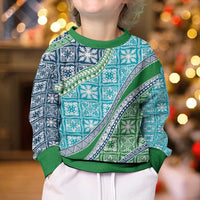 Hawaiian Quilt Pattern Kid Ugly Christmas Sweater Fresh Color Mixed - Polynesian Pride