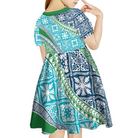 Hawaiian Quilt Pattern Kid Short Sleeve Dress Fresh Color Mixed - Polynesian Pride