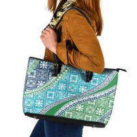 Hawaiian Quilt Pattern Leather Tote Bag Fresh Color Mixed - Polynesian Pride