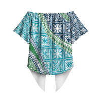 Hawaiian Quilt Pattern Off Shoulder Wrap Waist Top Fresh Color Mixed LT01 - Polynesian Pride