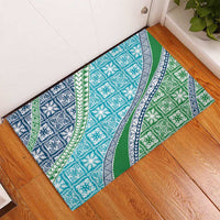 Hawaiian Quilt Pattern Rubber Doormat Fresh Color Mixed - Polynesian Pride
