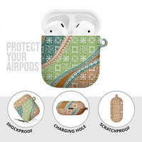 Hawaiian Quilt Pattern AirPods Case Green Chestnut Color Mixed - Polynesian Pride