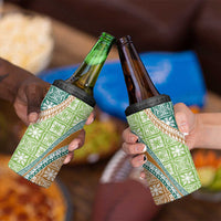 Hawaiian Quilt Pattern 4 in 1 Can Cooler Tumbler Green Chestnut Color Mixed - Polynesian Pride