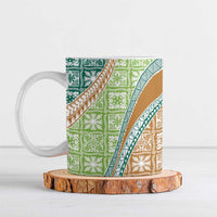 Hawaiian Quilt Pattern Ceramic Mug Green Chestnut Color Mixed - Polynesian Pride