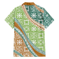Hawaiian Quilt Pattern Hawaiian Shirt Green Chestnut Color Mixed - Polynesian Pride