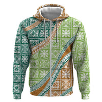 Hawaiian Quilt Pattern Hoodie Green Chestnut Color Mixed - Polynesian Pride