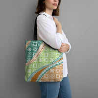 Hawaiian Quilt Pattern Tote Bag Green Chestnut Color Mixed - Polynesian Pride