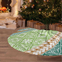 Hawaiian Quilt Pattern Tree Skirt Green Chestnut Color Mixed - Polynesian Pride