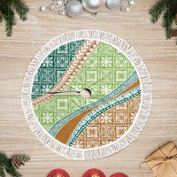 Hawaiian Quilt Pattern Tree Skirt Green Chestnut Color Mixed - Polynesian Pride
