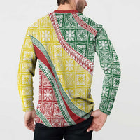 Hawaiian Quilt Pattern Button Sweatshirt Special Color Mixed - Polynesian Pride