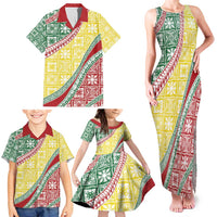 Hawaiian Quilt Pattern Family Matching Tank Maxi Dress and Hawaiian Shirt Special Color Mixed - Polynesian Pride
