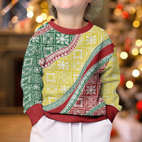 Hawaiian Quilt Pattern Kid Ugly Christmas Sweater Special Color Mixed - Polynesian Pride