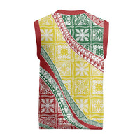 Hawaiian Quilt Pattern Christmas Knitted V-Neck Vest Special Color Mixed - Polynesian Pride