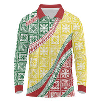 Hawaiian Quilt Pattern Long Sleeve Polo Shirt Special Color Mixed - Polynesian Pride