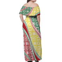 Hawaiian Quilt Pattern Off Shoulder Maxi Dress Special Color Mixed - Polynesian Pride