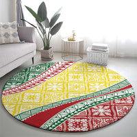 Hawaiian Quilt Pattern Round Carpet Special Color Mixed - Polynesian Pride