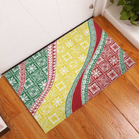 Hawaiian Quilt Pattern Rubber Doormat Special Color Mixed - Polynesian Pride