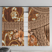 Fiji Masi Window Curtain Bula Fijian Masi Tapa Vintage Style LT01 With Hooks Brown - Polynesian Pride