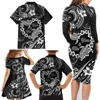 Polynesian Turtle Valentine Family Matching Long Sleeve Bodycon Dress and Hawaiian Shirt You And Me Hibiscus Heart LT01 - Polynesian Pride