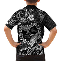 Polynesian Turtle Valentine Family Matching Short Sleeve Bodycon Dress and Hawaiian Shirt You And Me Hibiscus Heart LT01 - Polynesian Pride