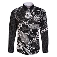 Polynesian Turtle Valentine Family Matching Short Sleeve Bodycon Dress and Hawaiian Shirt You And Me Hibiscus Heart LT01 Dad's Shirt - Long Sleeve Black - Polynesian Pride