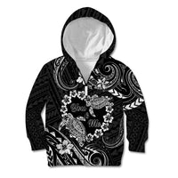 Polynesian Turtle Valentine Kid Hoodie You And Me Hibiscus Heart LT01 Zip Hoodie Black - Polynesian Pride