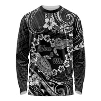 Polynesian Turtle Valentine Long Sleeve Shirt You And Me Hibiscus Heart LT01 Unisex Black - Polynesian Pride