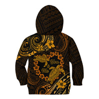 Polynesian Turtle Valentine Kid Hoodie You And Me Gold Hibiscus Heart LT01 - Polynesian Pride