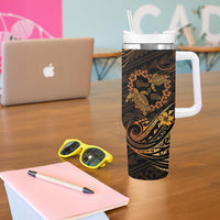 Polynesian Turtle Valentine Tumbler With Handle You And Me Gold Hibiscus Heart