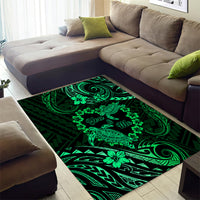 Polynesian Turtle Valentine Area Rug You And Me Green Hibiscus Heart LT01 - Polynesian Pride