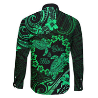 Polynesian Turtle Valentine Family Matching Puletasi and Hawaiian Shirt You And Me Green Hibiscus Heart LT01 - Polynesian Pride