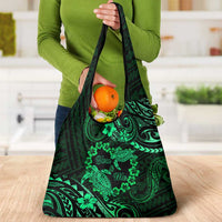 Polynesian Turtle Valentine Grocery Bag You And Me Green Hibiscus Heart