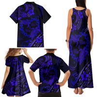 Polynesian Turtle Valentine Family Matching Tank Maxi Dress and Hawaiian Shirt You And Me Navy Blue Hibiscus Heart LT01 - Polynesian Pride