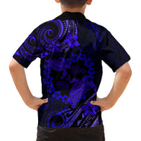 Polynesian Turtle Valentine Kid Hawaiian Shirt You And Me Navy Blue Hibiscus Heart LT01 - Polynesian Pride