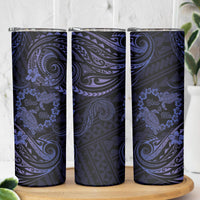 Polynesian Turtle Valentine Skinny Tumbler You And Me Navy Blue Hibiscus Heart