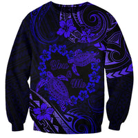 Polynesian Turtle Valentine Sweatshirt You And Me Navy Blue Hibiscus Heart LT01 Unisex Blue - Polynesian Pride