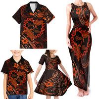 Polynesian Turtle Valentine Family Matching Tank Maxi Dress and Hawaiian Shirt You And Me Orange Hibiscus Heart LT01 - Polynesian Pride