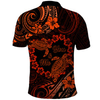 Polynesian Turtle Valentine Polo Shirt You And Me Orange Hibiscus Heart LT01 - Polynesian Pride