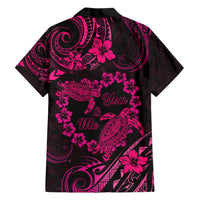 Polynesian Turtle Valentine Family Matching Short Sleeve Bodycon Dress and Hawaiian Shirt You And Me Pink Hibiscus Heart LT01 - Polynesian Pride